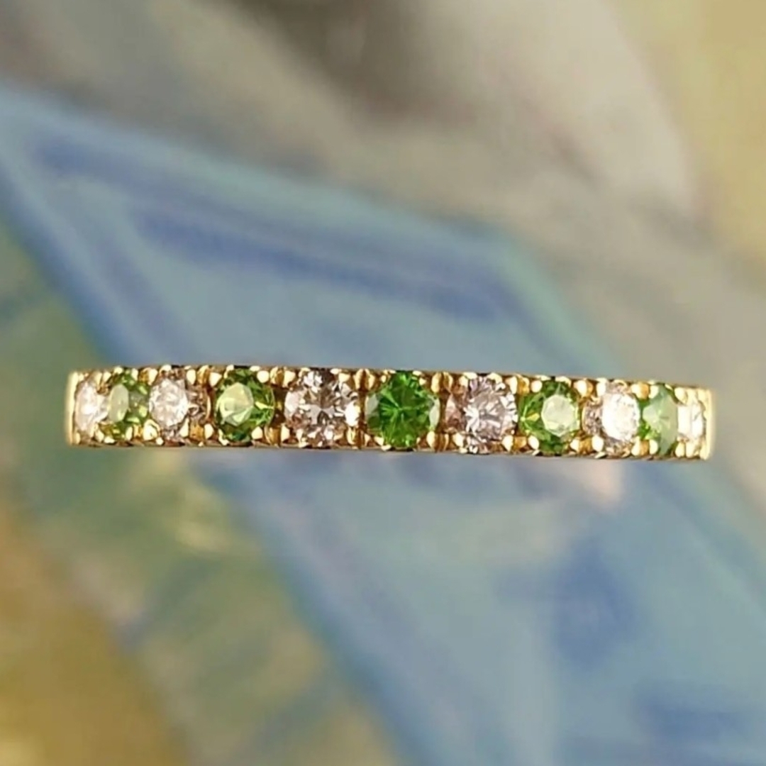 専用      K18デマントイドガーネット ダイヤモンドリング 18金 ダイヤ レディースのアクセサリー(リング(指輪))の商品写真