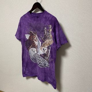 一点物　ザマウンテン　Tシャツ　半袖　タイダイ　紫　梟　古着　M(Tシャツ/カットソー(半袖/袖なし))