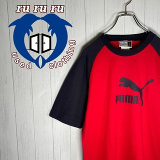 プーマ(PUMA)の[古着]PUMA　半袖　Tシャツ　プリント　ラグラン　旧タグ　90s　赤　紺(その他)