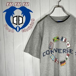 コンバース(CONVERSE)の[古着]コンバース　半袖　Tシャツ　USA製　国旗　星条旗　プリント　グレー(Tシャツ/カットソー(半袖/袖なし))