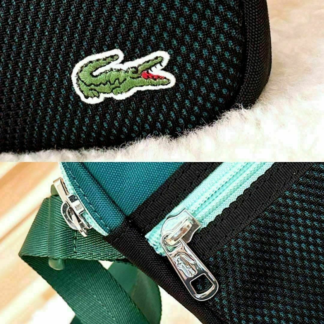 LACOSTE(ラコステ)の廃盤【ラコステ】アウトフィット コントラスト ショルダーバッグ 緑グリーン×黒 メンズのバッグ(ショルダーバッグ)の商品写真