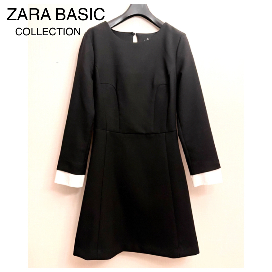 ZARA(ザラ)のZARA ザラ カフス袖付き ワンピース 黒 XS ブラック ミニワンピース レディースのワンピース(ミニワンピース)の商品写真