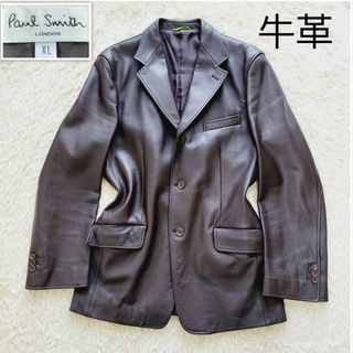 ポールスミス(Paul Smith)の【美品】サイズＸＬ　ポールスミス　牛革　レザー　テーラードジャケット　ブラウン(テーラードジャケット)