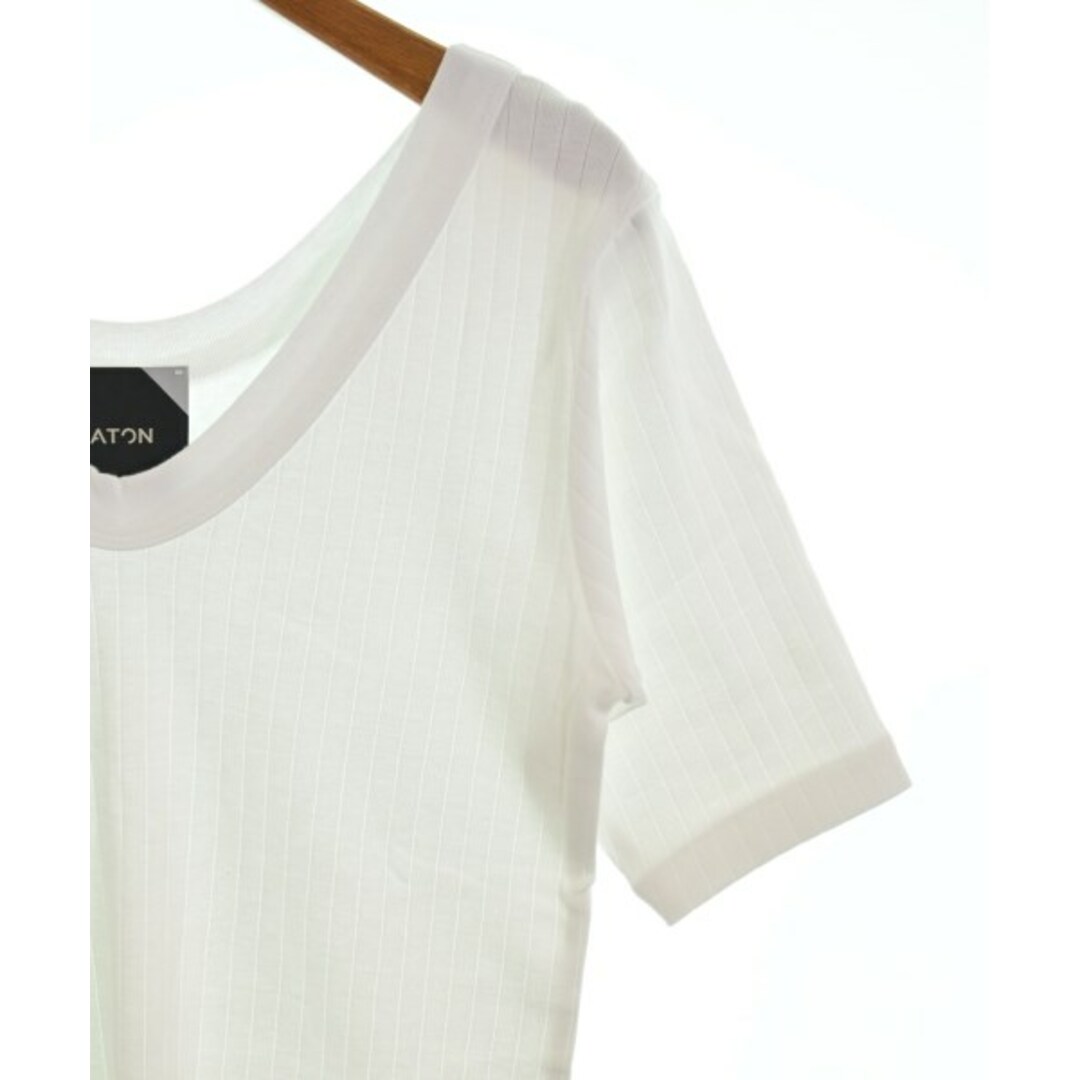 ATON(エイトン)のATON エイトン Tシャツ・カットソー 2(M位) 白 【古着】【中古】 レディースのトップス(カットソー(半袖/袖なし))の商品写真