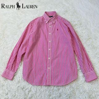 ラルフローレン(Ralph Lauren)のラルフローレン　ピンク　ストライプ　シャツ　大きめ　レディースXL程度.(シャツ/ブラウス(長袖/七分))