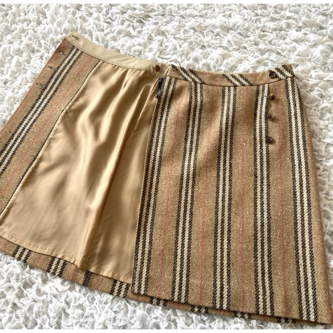 BURBERRY(バーバリー)の美品　バーバリー　ロンドン　ツイード　スカート　ストライプ　　38 レディースのスカート(ひざ丈スカート)の商品写真