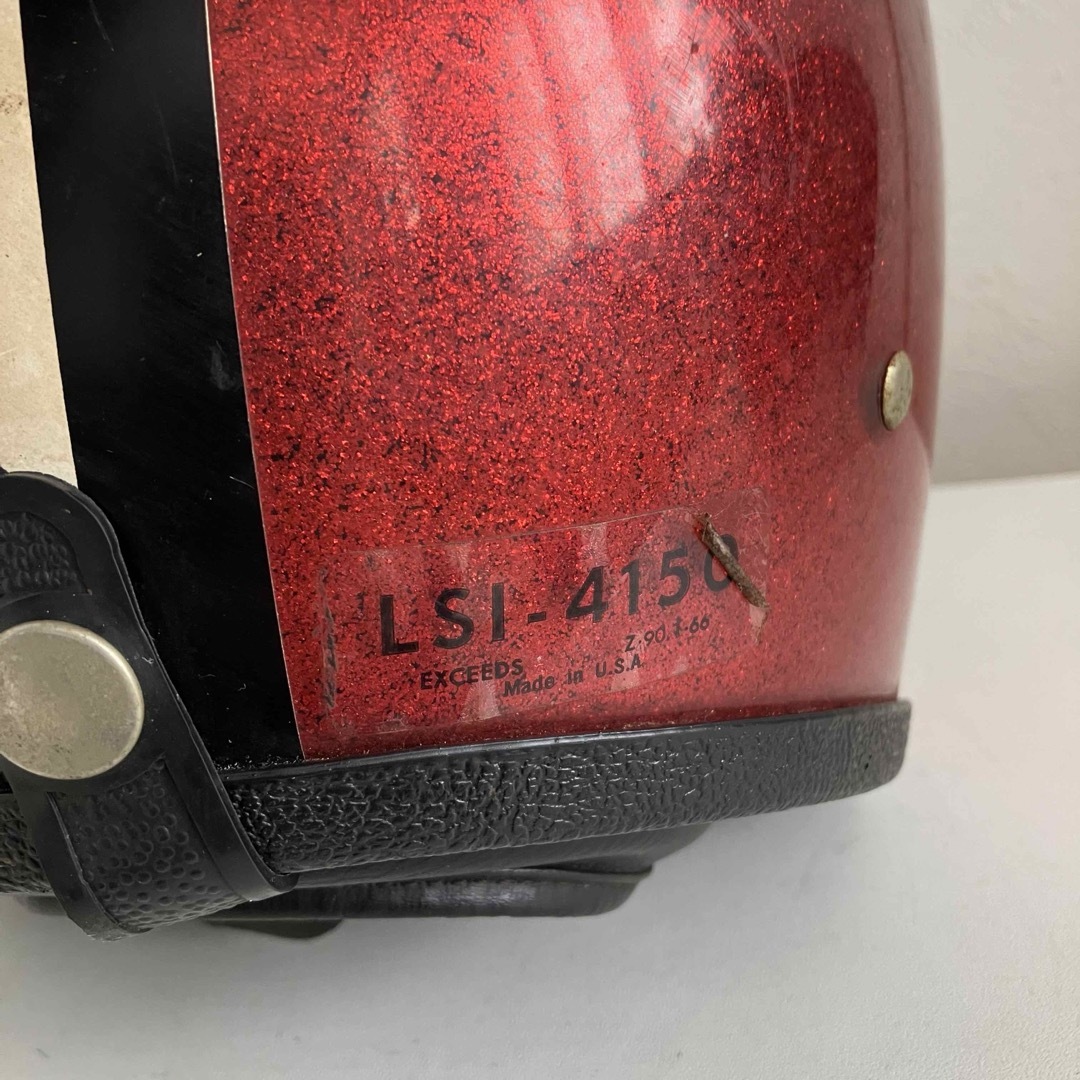 LSI-4150 ビンテージヘルメット　1960-70年代製　赤　フレーク　ラメ 自動車/バイクのバイク(ヘルメット/シールド)の商品写真