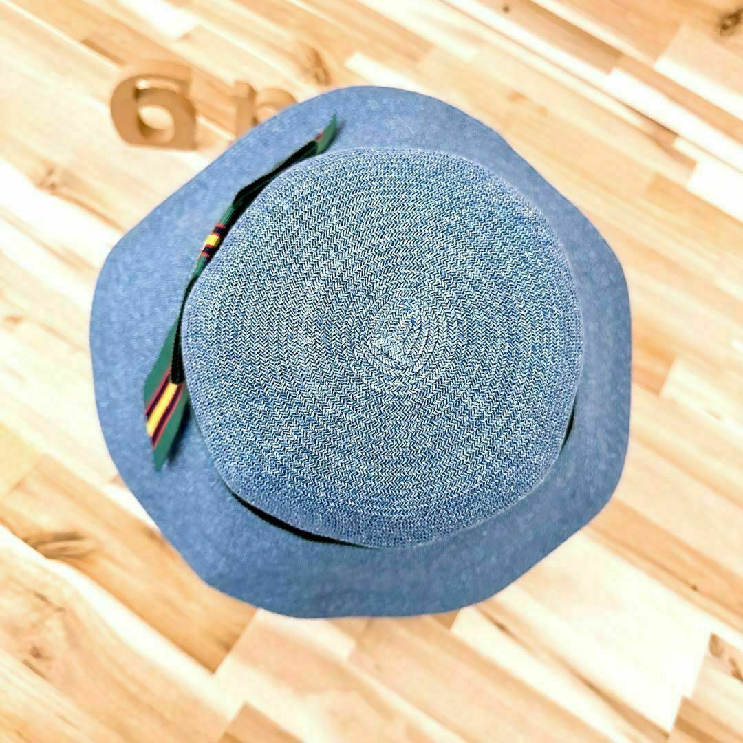 Vivienne Westwood(ヴィヴィアンウエストウッド)の【ヴィヴィアンウエストウッド】レトロ リボン キャペリンハット S/M 青×緑 レディースの帽子(ハット)の商品写真