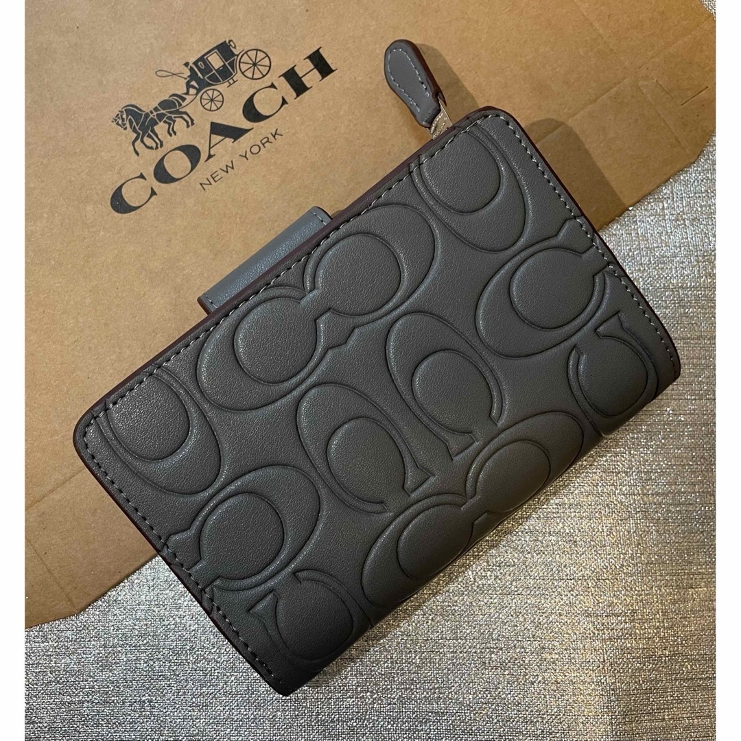 COACH コーチ　折り財布　ミドル　コンパクト　グレー　レザー　未使用品