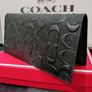 COACH - 贈り物にも☆コーチ スリム　長財布　エンボスドシグネチャー　二つ折