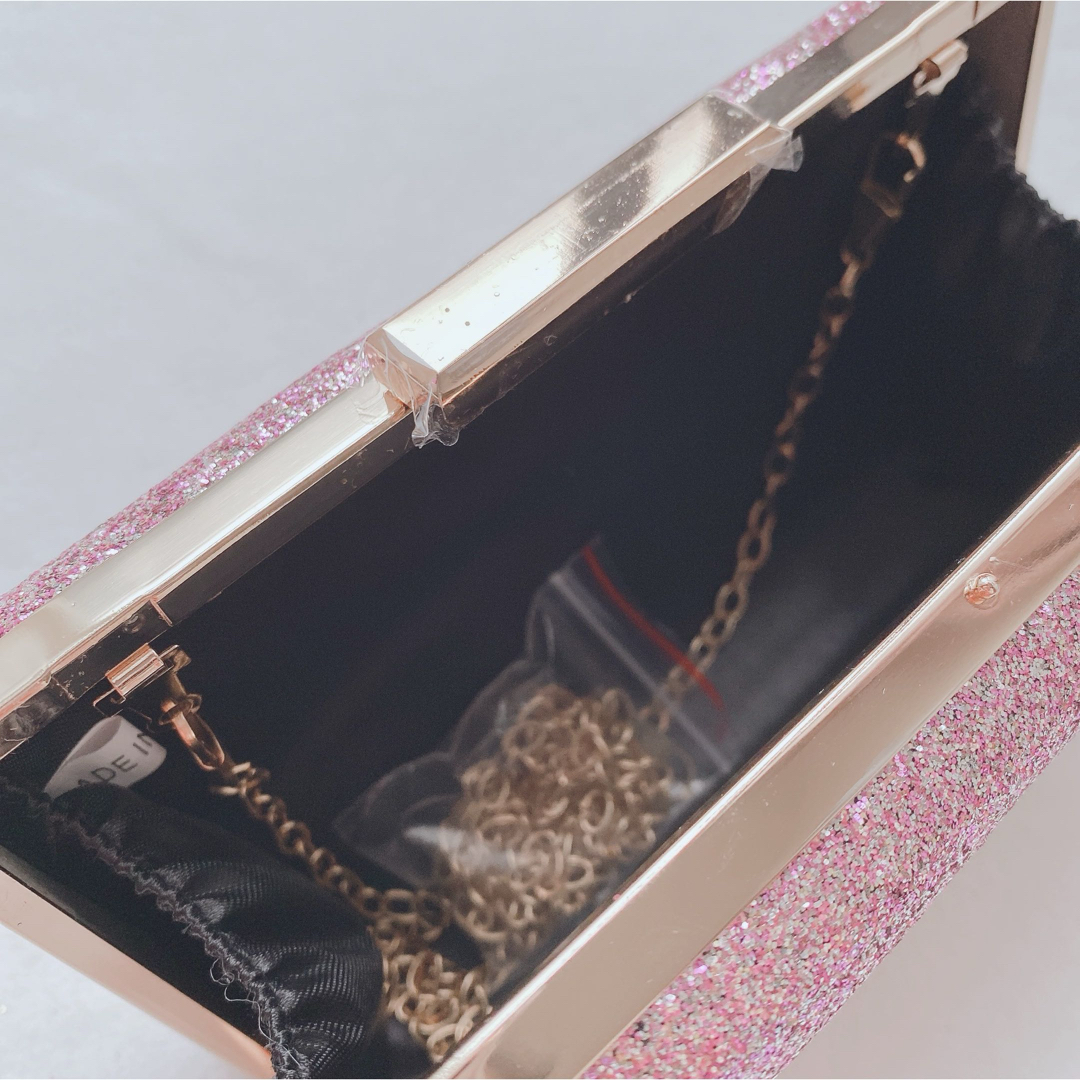 パーティバック クラッチバッグ キラキラ ラメ 3way  コンパクト ピンク レディースのバッグ(クラッチバッグ)の商品写真