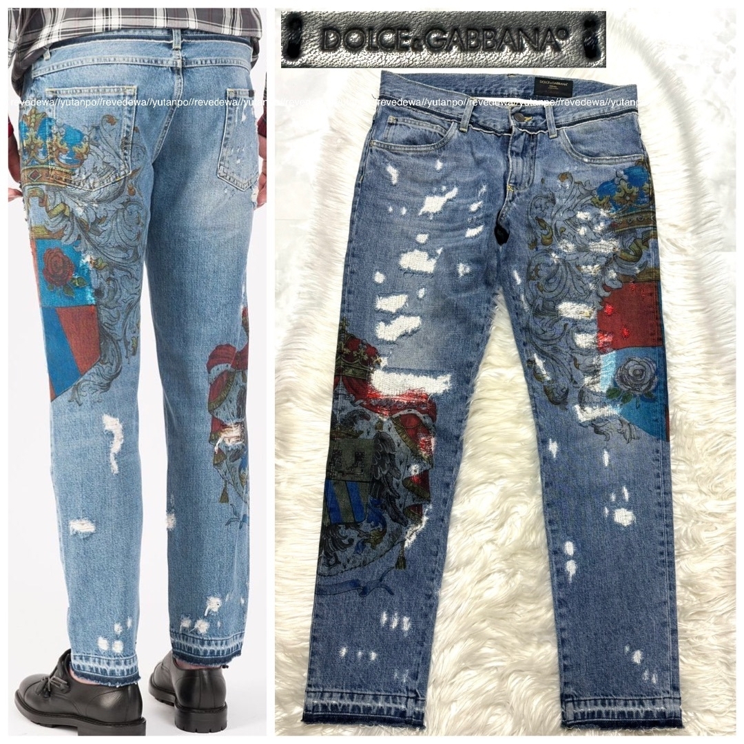 本物 ドルチェアンドガッバーナ エンブレム 紋章 デニムパンツ 本物 ドルチェアンドガッバーナ エンブレム 紋章 デニムパンツ
