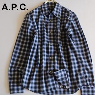 アーペーセー(A.P.C)の【A.P.C】長袖シャツ　チェック　薄手　青　S-M相当★(シャツ)