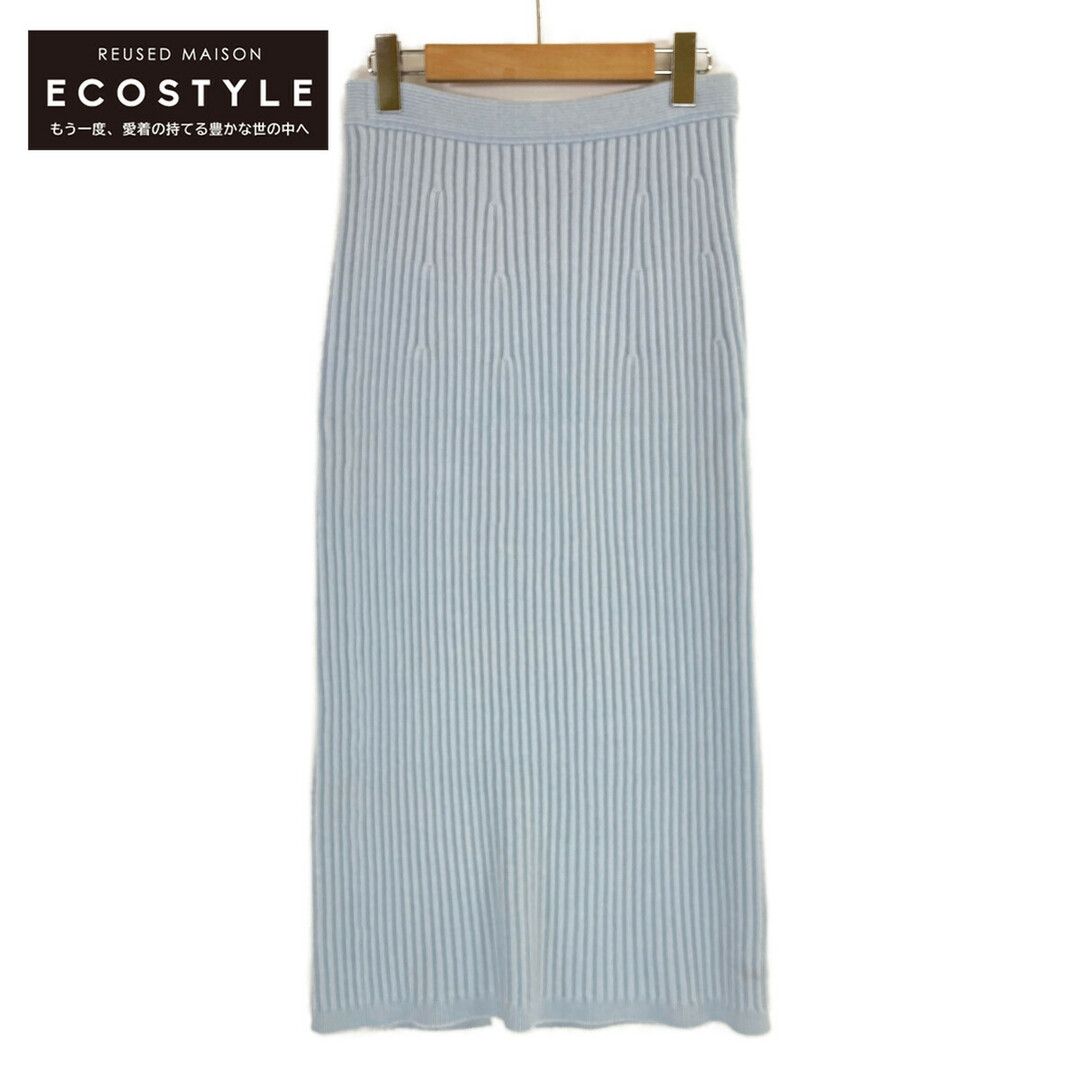 Drawer(ドゥロワー)のドゥロワー ブルー 7Gウールカシミヤ リブ編みニットスカート 表示なし レディースのスカート(その他)の商品写真