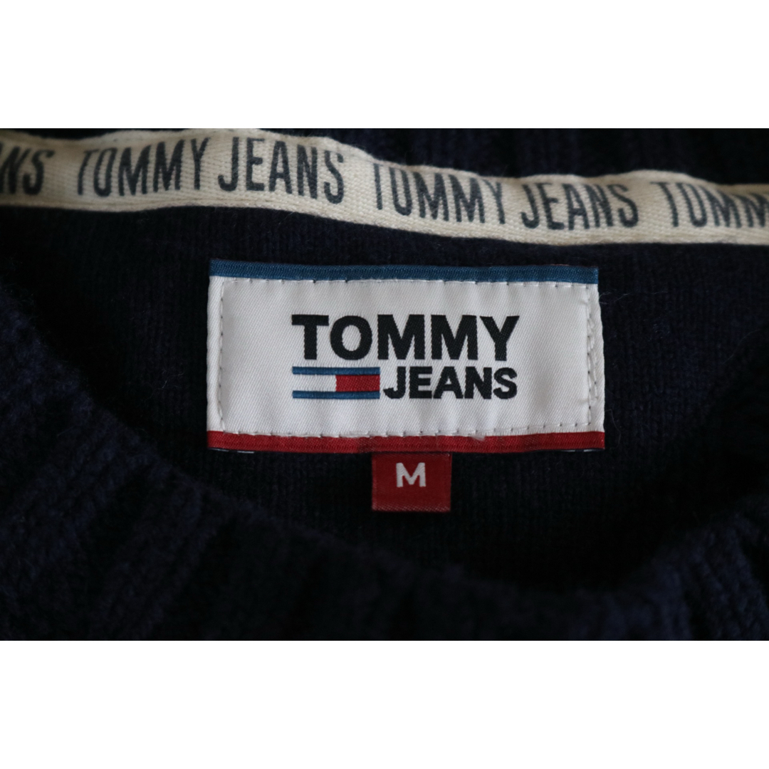 TOMMY HILFIGER(トミーヒルフィガー)の【TOMMY HILFIGER】美品　ケーブルニット　フラグロゴ　紺　M★ メンズのトップス(ニット/セーター)の商品写真