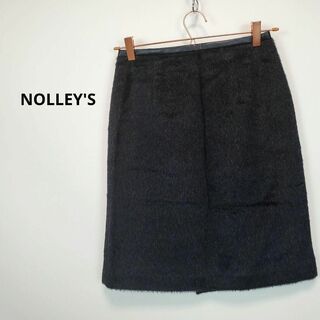 NOLLEY'S 膝丈スカート 黒色 アルパカ 後ろスリット