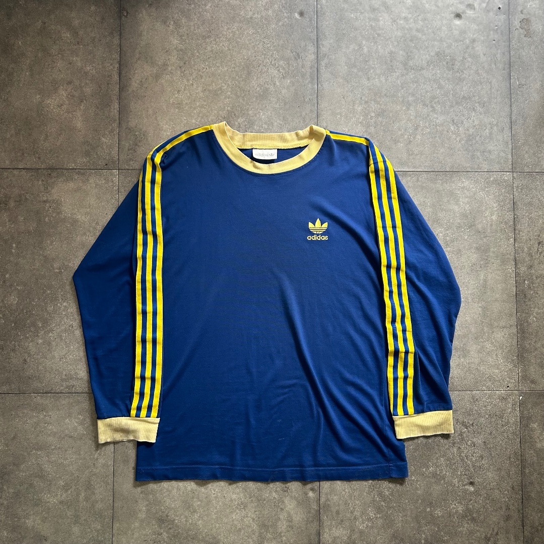 adidas(アディダス)の90s アディダス ロンtシャツ L ネイビー×イエロー メンズのトップス(Tシャツ/カットソー(七分/長袖))の商品写真