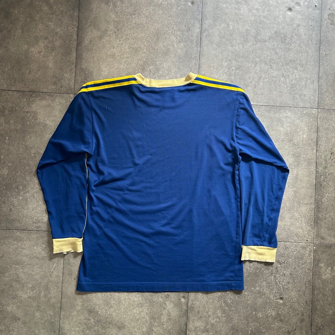 adidas - 90s アディダス ロンtシャツ L ネイビー×イエローの adidas - 90s アディダス ロンtシャツ L ネイビー×イエローの