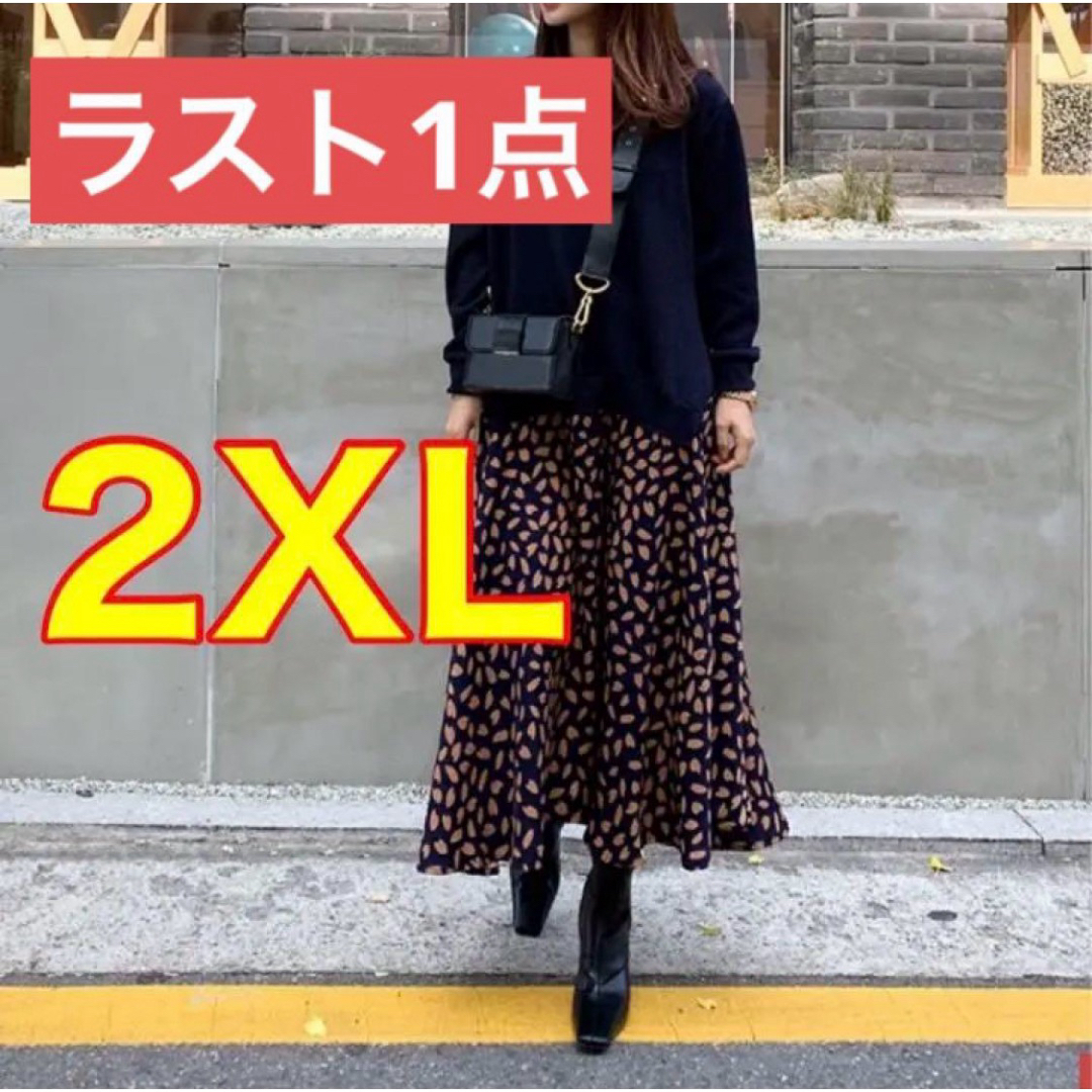 ロングワンピース ドッキングワンピース 一体型 シフォン 春 花柄 花びら2XL レディースのワンピース(ロングワンピース/マキシワンピース)の商品写真