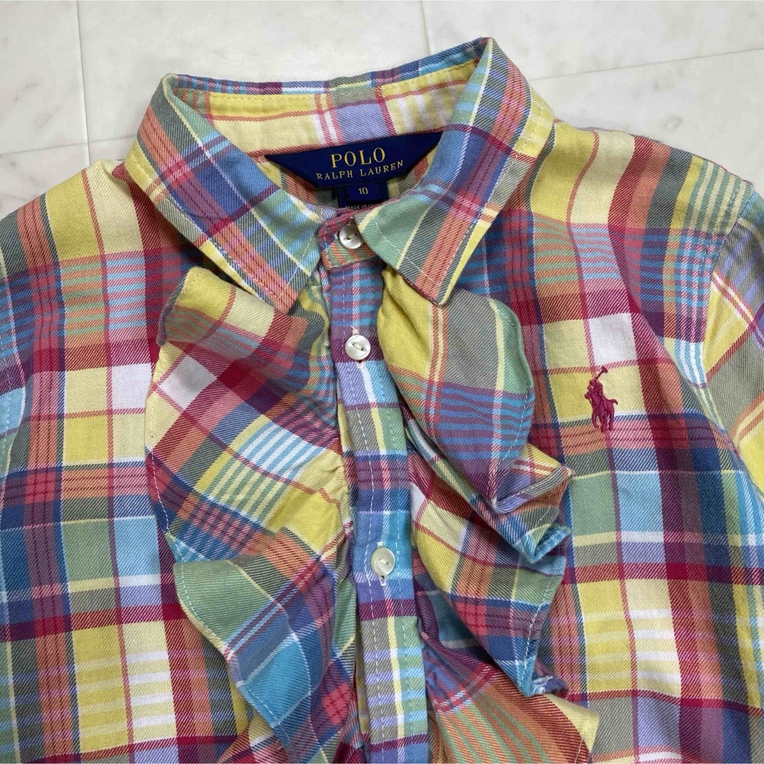 POLO RALPH LAUREN(ポロラルフローレン)のPOLO RALPH LAUREN★チェックフリルシャツ　140 キッズ/ベビー/マタニティのキッズ服女の子用(90cm~)(ブラウス)の商品写真