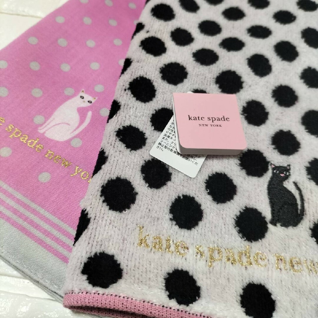 kate spade new york(ケイトスペードニューヨーク)の新品２枚 KateSpadeNewYork ケイトスペードNY ネコ猫さまCAT レディースのファッション小物(ハンカチ)の商品写真