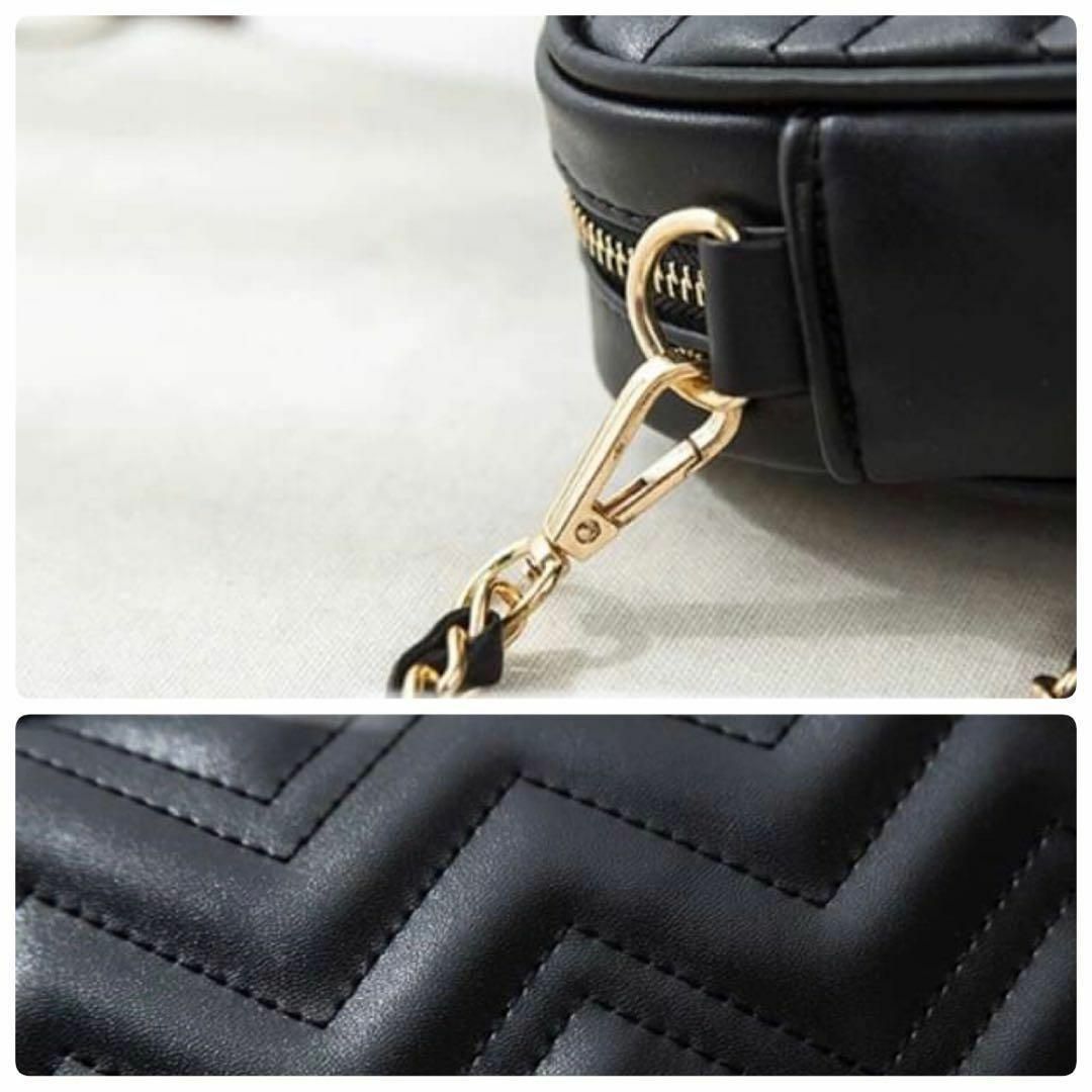 高見え 【黒】 ショルダーバック ゴールドチェーン キルティング バッグ 韓国 レディースのバッグ(ショルダーバッグ)の商品写真