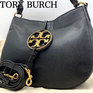 トリーバーチ(Tory Burch)の美品✨️TORY BURCH ミラー ホーボー 2way ショルダー ハンド 黒(ショルダーバッグ)