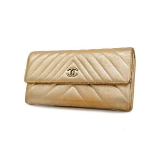 シャネル(CHANEL)の【4gb1196】シャネル 長財布/Vステッチ/ラムスキン/ゴールド/シルバー金具 【中古】 レディース(財布)