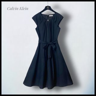 カルバンクライン(Calvin Klein)の【Calvin Klein】  ウエストリボン  フレアワンピース(ひざ丈ワンピース)