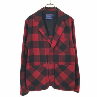 ペンドルトン(PENDLETON)のペンドルトン ウール チェック 長袖 テーラードジャケット S レッド×ブラック PENDLETON メンズ 古着 【240310】(テーラードジャケット)