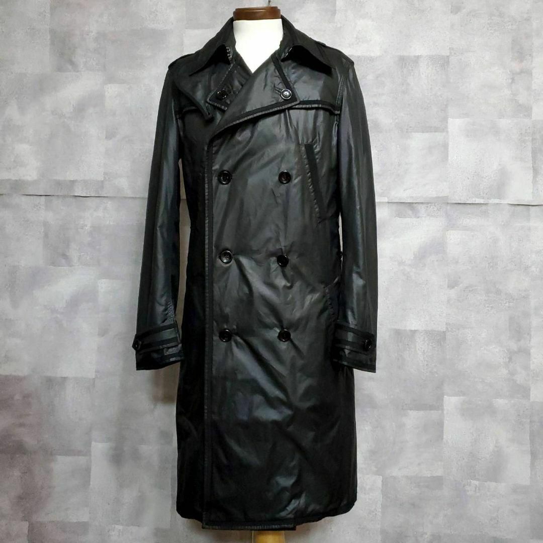 品質は非常に良い 美品 L D&G 中綿 ロング トレンチ コート 黒 ディーアンドジー 48