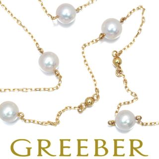 ミキモト(MIKIMOTO)のミキモト ネックレス パール 真珠 6.3mm ステーション ロング K18YG (ネックレス)