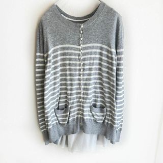 サカイ(sacai)のSacai 異素材 ドッキング ボーダー カーディガン サイズ３(カーディガン)