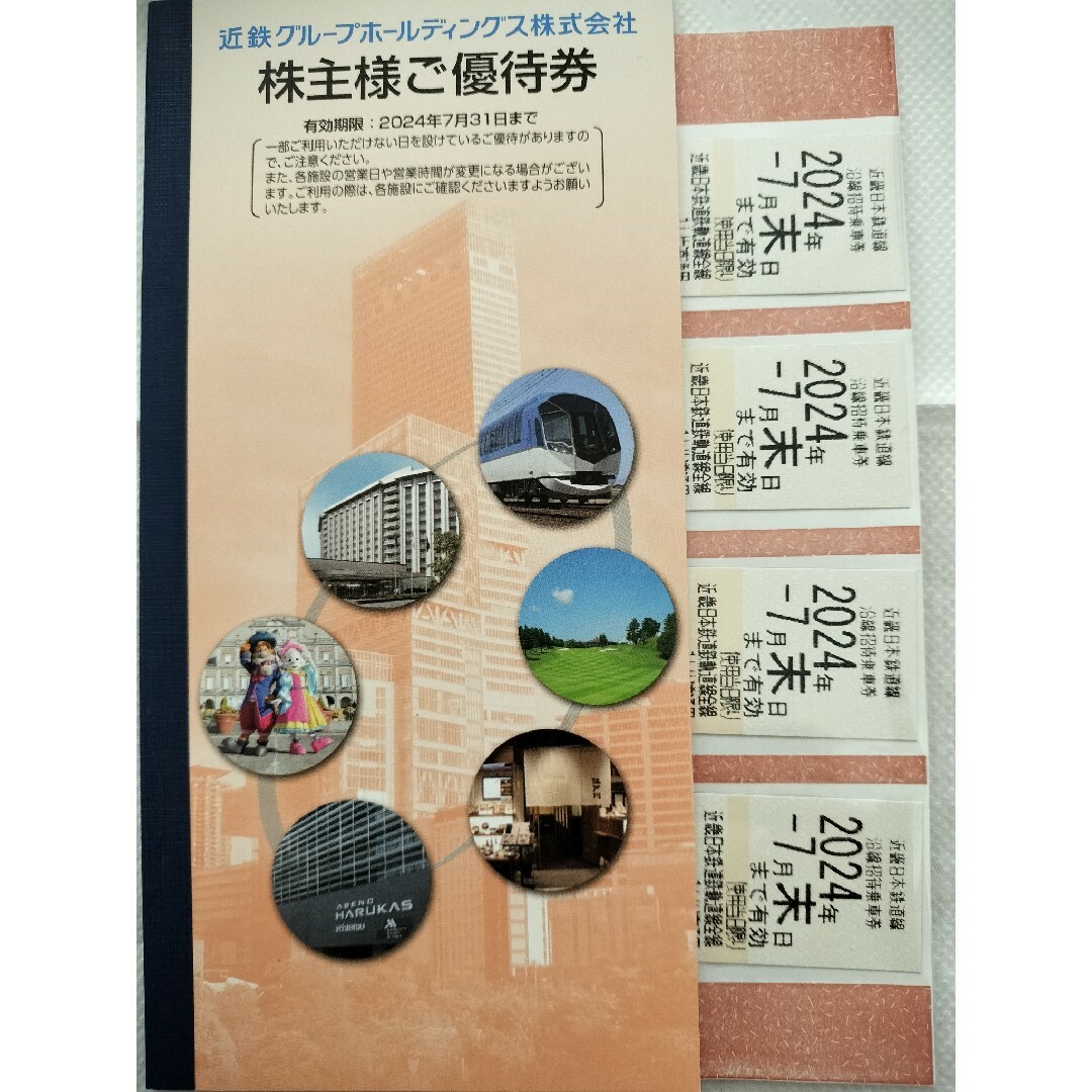 近畿日本鉄道 乗車券 4枚優待冊子 1冊 チケットの乗車券/交通券(鉄道乗車券)の商品写真