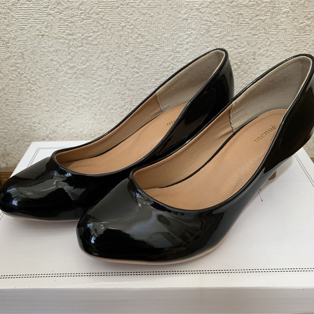 エナメルパンプス 21cm 黒 レディースの靴/シューズ(ハイヒール/パンプス)の商品写真