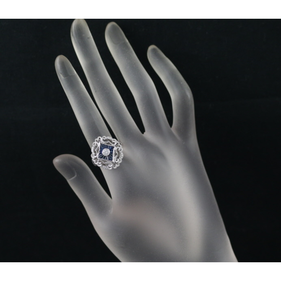 サファイア ダイヤ ダイヤモンド 0.20ct ミルグレイン リング K18WG 大幅値下げ品 レディースのアクセサリー(リング(指輪))の商品写真
