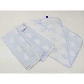 新品 未使用品▽ザラホーム/ZARA HOME▽おくるみ＆バスタオル4点セット/小物 水色×白【ネット限定】子供 キッズ kids ベビー baby 男の子 女の子 春夏秋冬 childcare 621042(おくるみ/ブランケット)