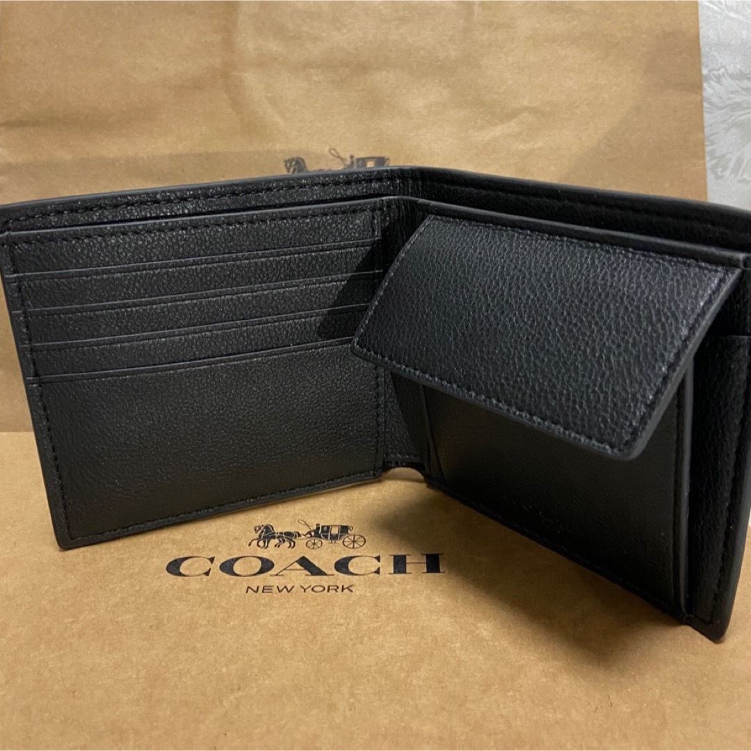 COACH(コーチ)の贈り物にも☆コーチ スリム 財布 大人の本革シグネチャー型 二つ折 メンズのファッション小物(折り財布)の商品写真