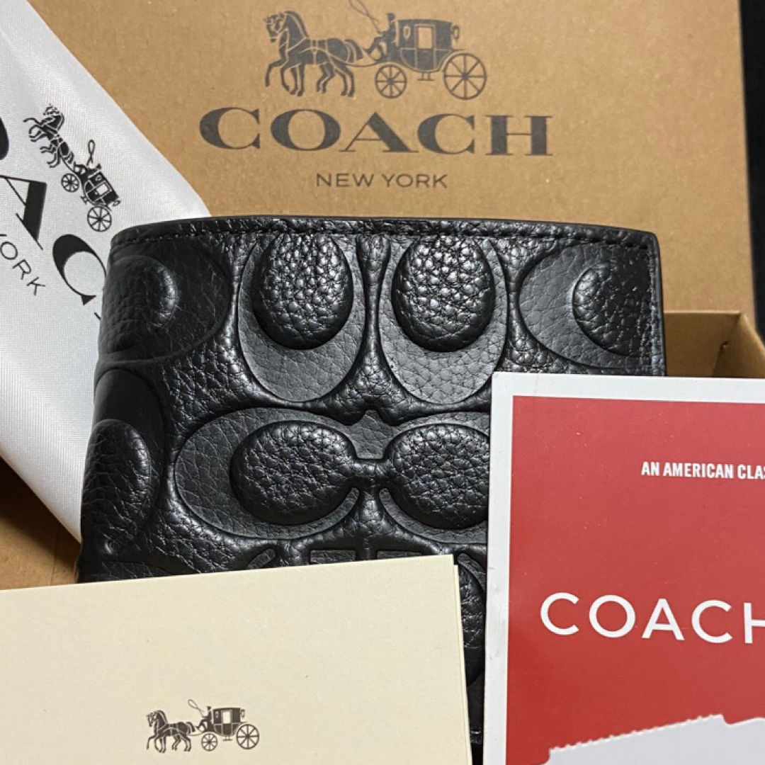 COACH(コーチ)の贈り物にも☆コーチ スリム 財布 大人の本革シグネチャー型 二つ折 メンズのファッション小物(折り財布)の商品写真