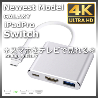 TypeC HDMI 変換アダプタ ケーブル iPhone15 プロ テレビ接続(映像用ケーブル)