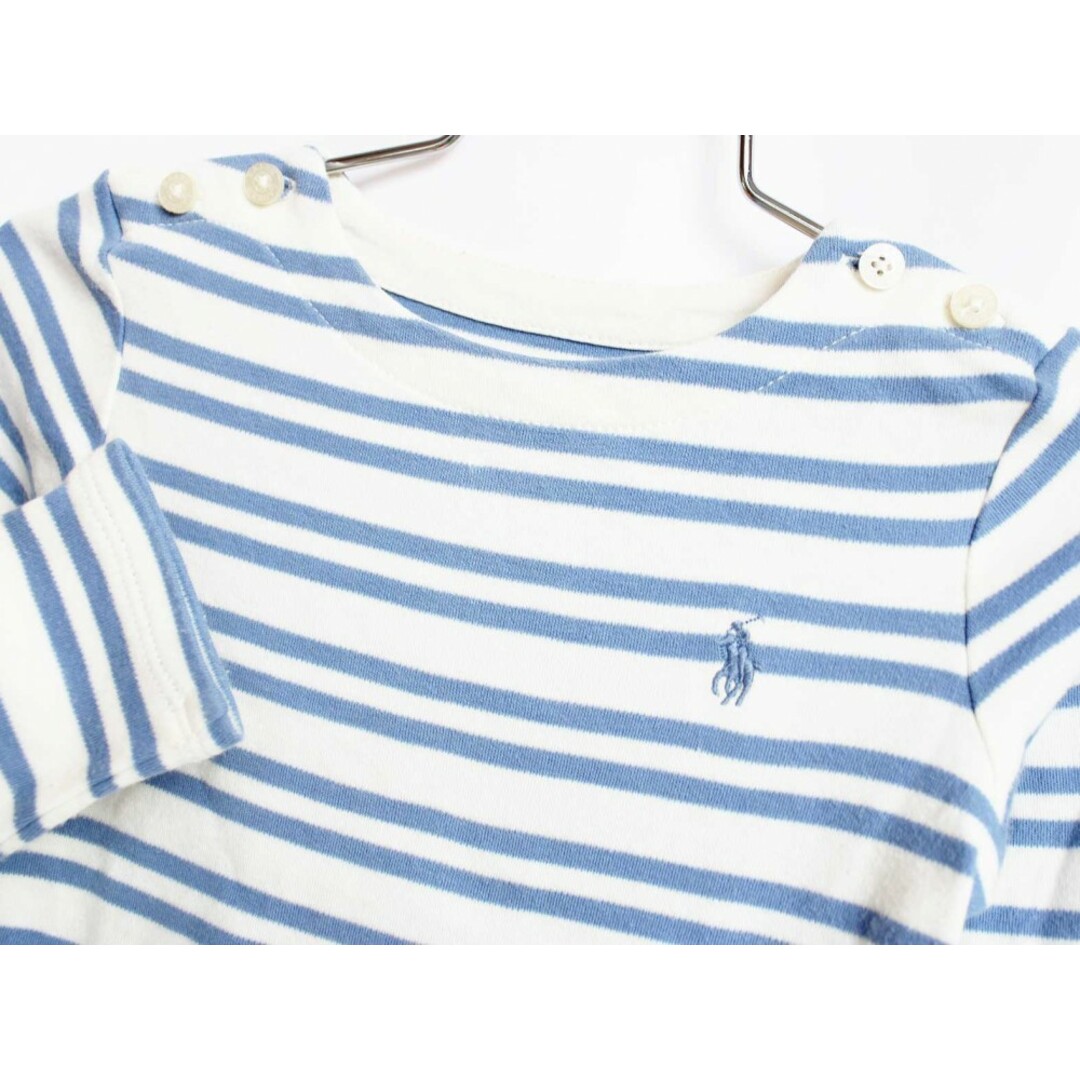 Ralph Lauren(ラルフローレン)の[ラルフローレン/Ralph Lauren]85cm 長袖カットソー/長袖Tシャツ/ロンT 白×ブルーグレー '21年製【中古】子供服 キッズ kids ベビー服 baby 男の子 女の子 春秋 tops 503042 キッズ/ベビー/マタニティのベビー服(~85cm)(Ｔシャツ)の商品写真