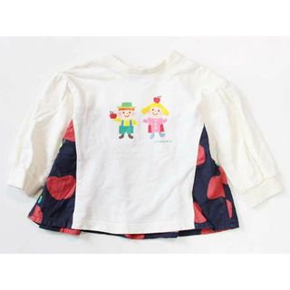 kladskap - 【値下げ!】☆クレードスコープ/kladskap☆90cm 長袖Tシャツ/長袖カットソー/ロンT 白×紺 コロボックルコラボ '21年製 【中古】子供服 キッズ kids ベビー服 baby 女の子 春秋 131032 tops