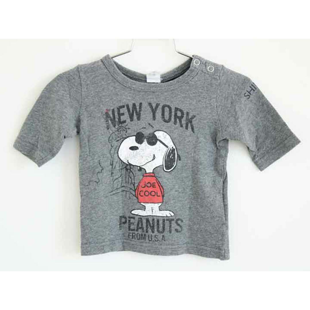 SHIPS(シップス)の†シップス/SHIPS kids†80cm 七分袖Tシャツ/七分袖カットソー/ロンT グレー スヌーピーコラボ【中古】子供服 キッズ kids ベビー服 baby 男の子 女の子 春秋 tops 803042 キッズ/ベビー/マタニティのベビー服(~85cm)(Ｔシャツ)の商品写真