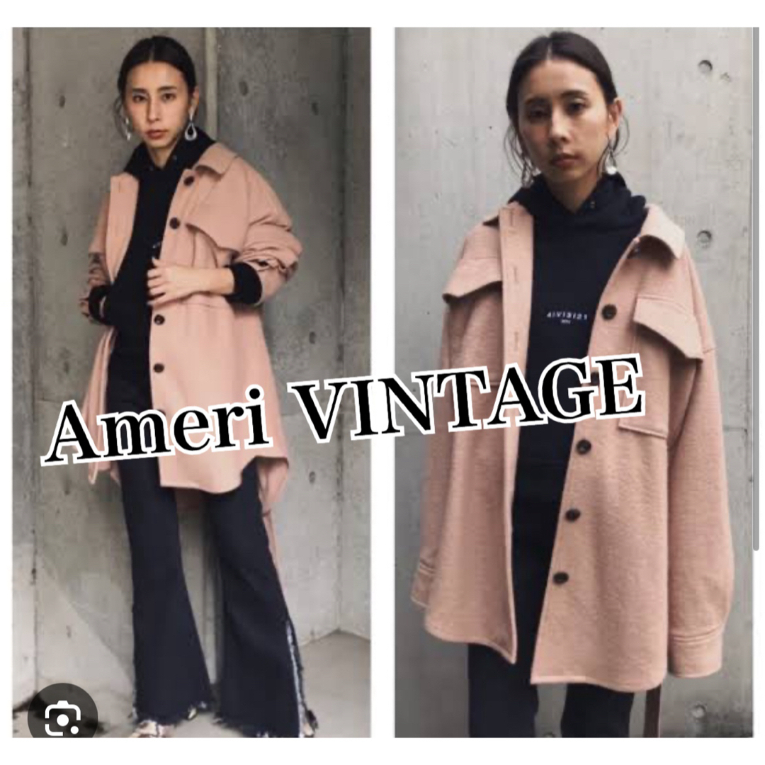 Ameri VINTAGE(アメリヴィンテージ)のAmeriアメリヴィンテージ　オーバーシャツジャケットコート★ベージュ レディースのジャケット/アウター(その他)の商品写真