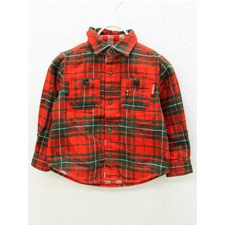 ミキハウス(mikihouse)の【値下げ!】♪ミキハウス/mikihouse♪90cm 長袖シャツ 赤×深緑＆赤×白 リバーシブル【中古】子供服 キッズ kids ベビー服 baby 男の子 春秋 131022 tops(シャツ/カットソー)