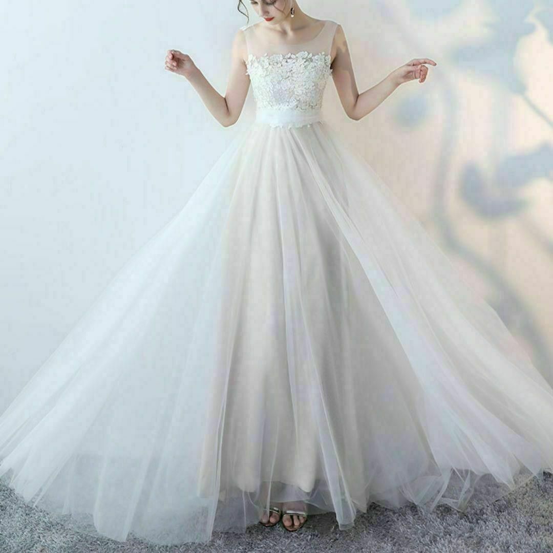 【SS2024 最新作】ウエディングドレス　結婚式　ブライダル　Aライン　M レディースのフォーマル/ドレス(ウェディングドレス)の商品写真