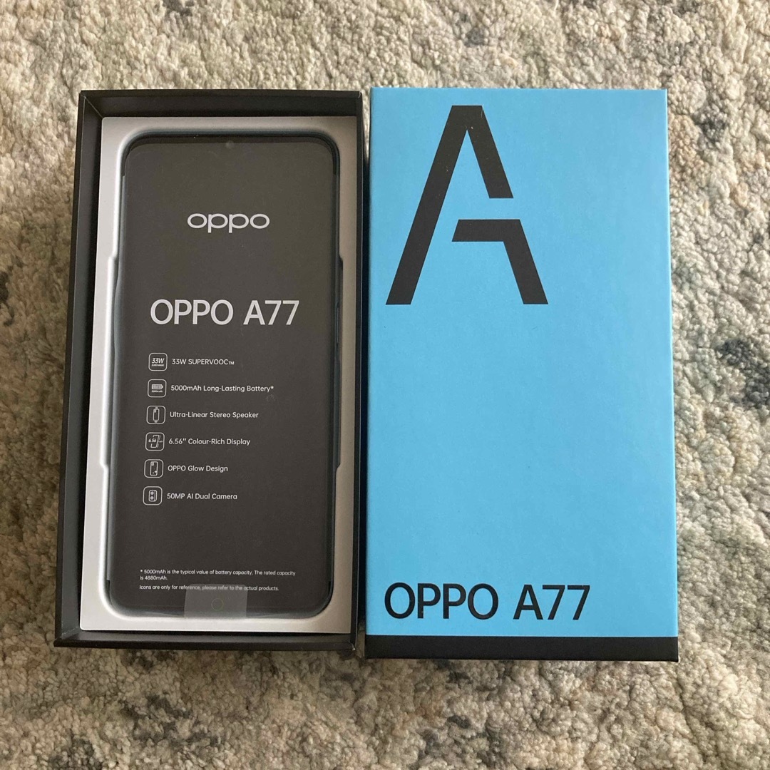 OPPO(オッポ)のOPPO A77 ブルー SIMフリー スマホ/家電/カメラのスマートフォン/携帯電話(スマートフォン本体)の商品写真
