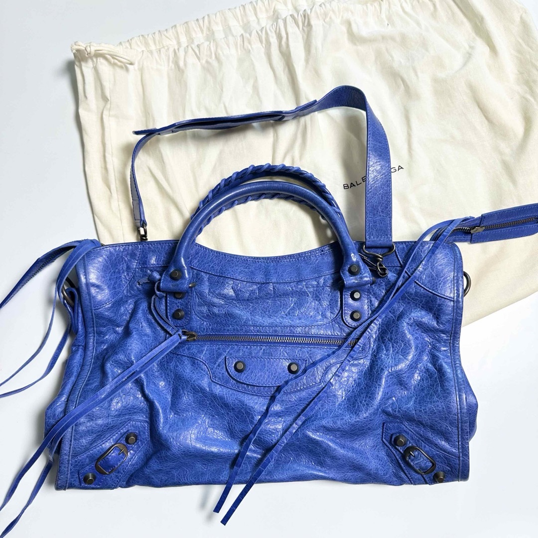 BALENCIAGA - 美品 バレンシアガ シティ バッグ ブルー ザシティ BALENCIAGA - 美品 バレンシアガ シティ バッグ ブルー ザシティ