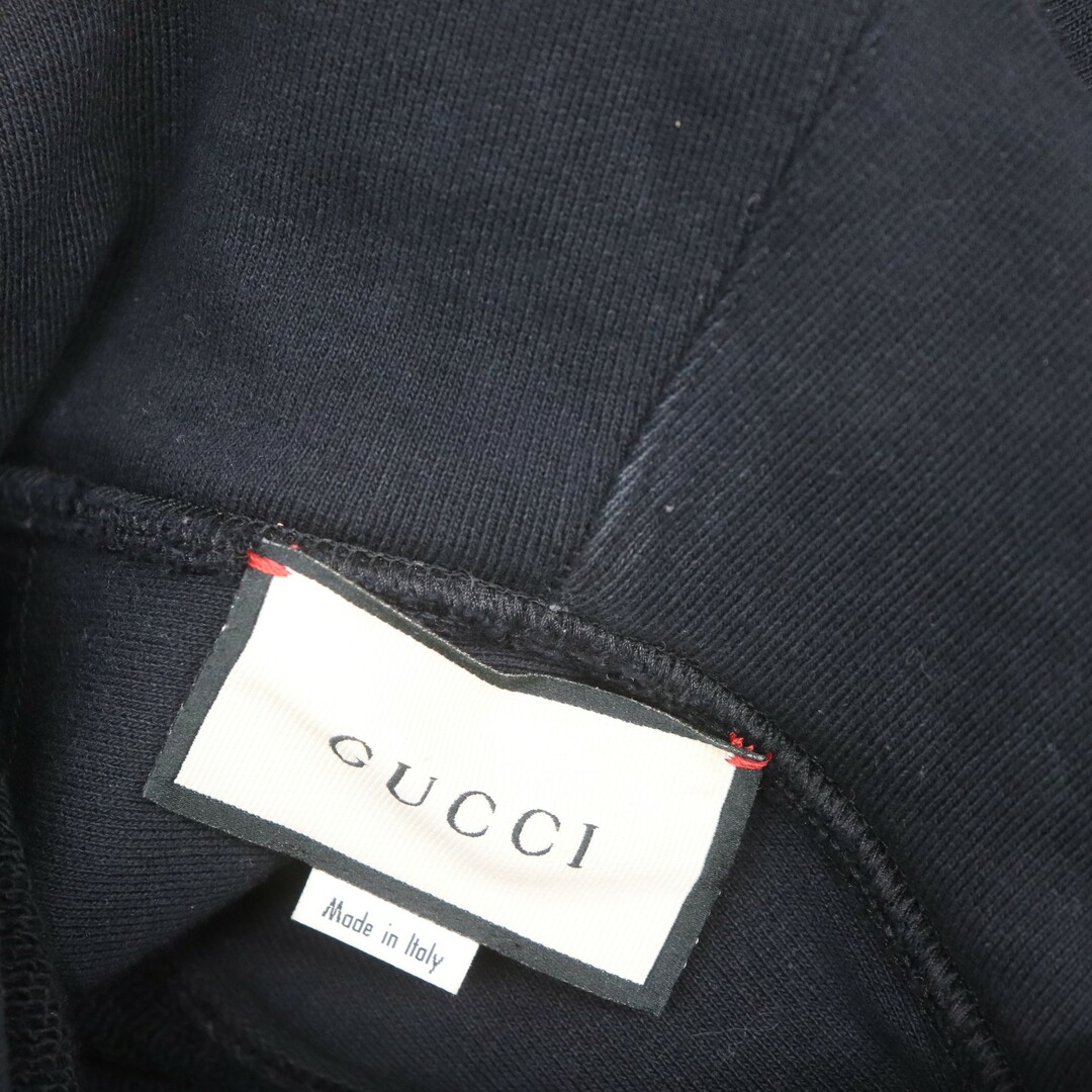 Gucci(グッチ)のIT6E3FM0VLGI GUCCI グッチ ラム ロゴ パーカー スウェット フーディ 569828 ブラック メンズ サイズ S コットン メンズのトップス(パーカー)の商品写真