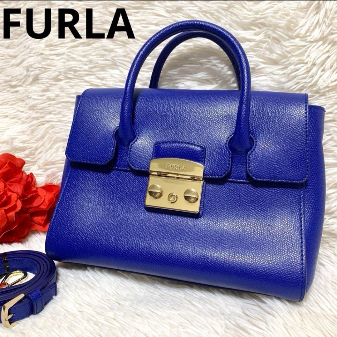 Furla(フルラ)の【美品】FURLA 2WAY メトロポリス サッチェル ショルダーバッグ ブルー レディースのバッグ(ショルダーバッグ)の商品写真